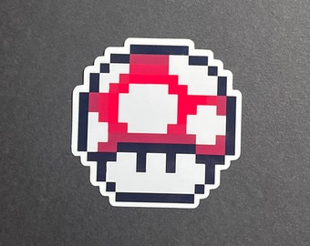 Mario Bros. Red Toadstool Waterproof Sticker Super Mario Brothers decals video games vintage gaming