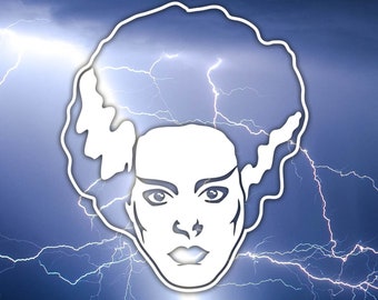 Bride of Frankenstein Car Decal | doctor frankenstein monster halloween mask car decal class horror movie villainess bad girl mrs universal