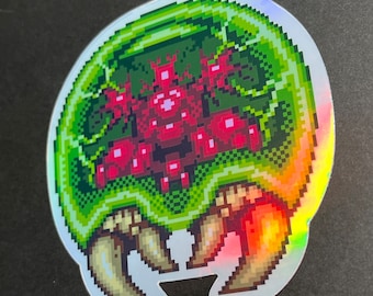 Super Metroid 8-Bit Metroid Laptop Decals, video game decals and stickers, samus aran helmet, morph ball, metroid stickers