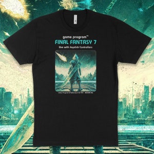 FF7 Atari Retro T-shirt - Final Fantasy 7, ffvii remake, ff7 rebirth, video games, cloud strife, buster sword, retro games, atari cartridge