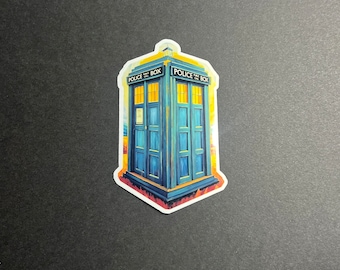 Pegatina a todo color de la T.A.R.D.I.S. de Doctor Who