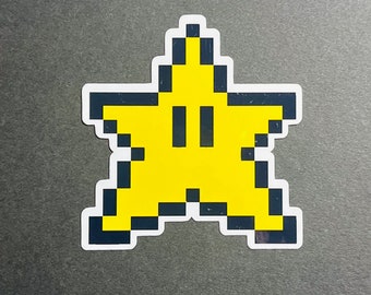 Mario Bros. Super Star Waterproof Sticker Super Mario Brothers decals video games vintage gaming