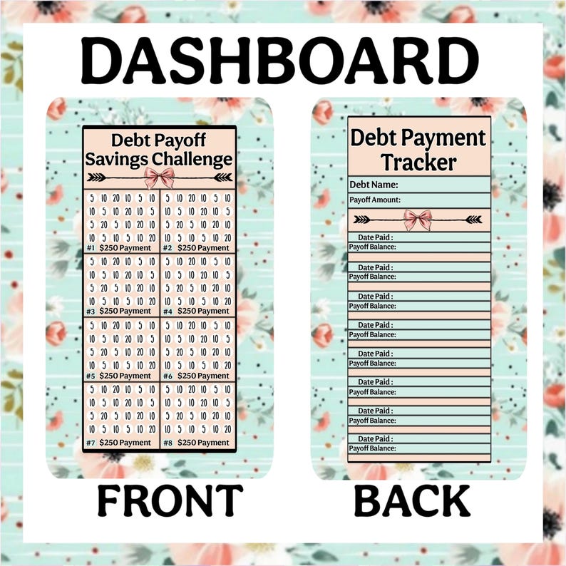 Debt Payoff Dashboard | 2k |Savings Challenge | Budget Binder | A6 | Hole-Punched | Envelope | Debt Tracker afbeelding 4