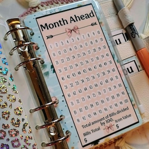 Month Ahead Dashboard |Savings Challenge | Budget Binder | A6 | Hole-Punched | Envelope | Bills | Savings