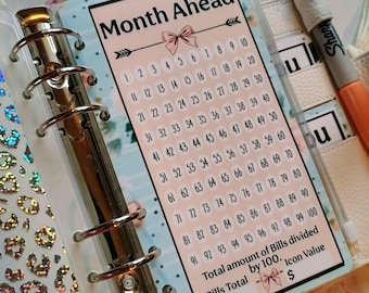 Month Ahead Dashboard |Savings Challenge | Budget Binder | A6 | Hole-Punched | Envelope | Bills | Savings