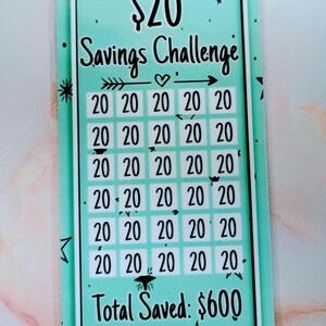 Défi d'économies de 5 l 10 l 20 laminé | Intercalaires A6 Budget 20 dollar challenge
