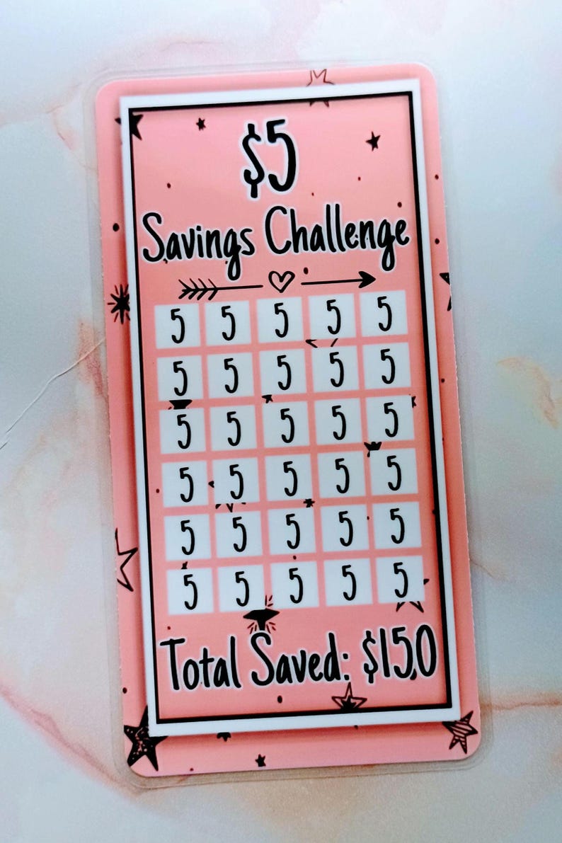 Défi d'économies de 5 l 10 l 20 laminé | Intercalaires A6 Budget 5 dollar challenge