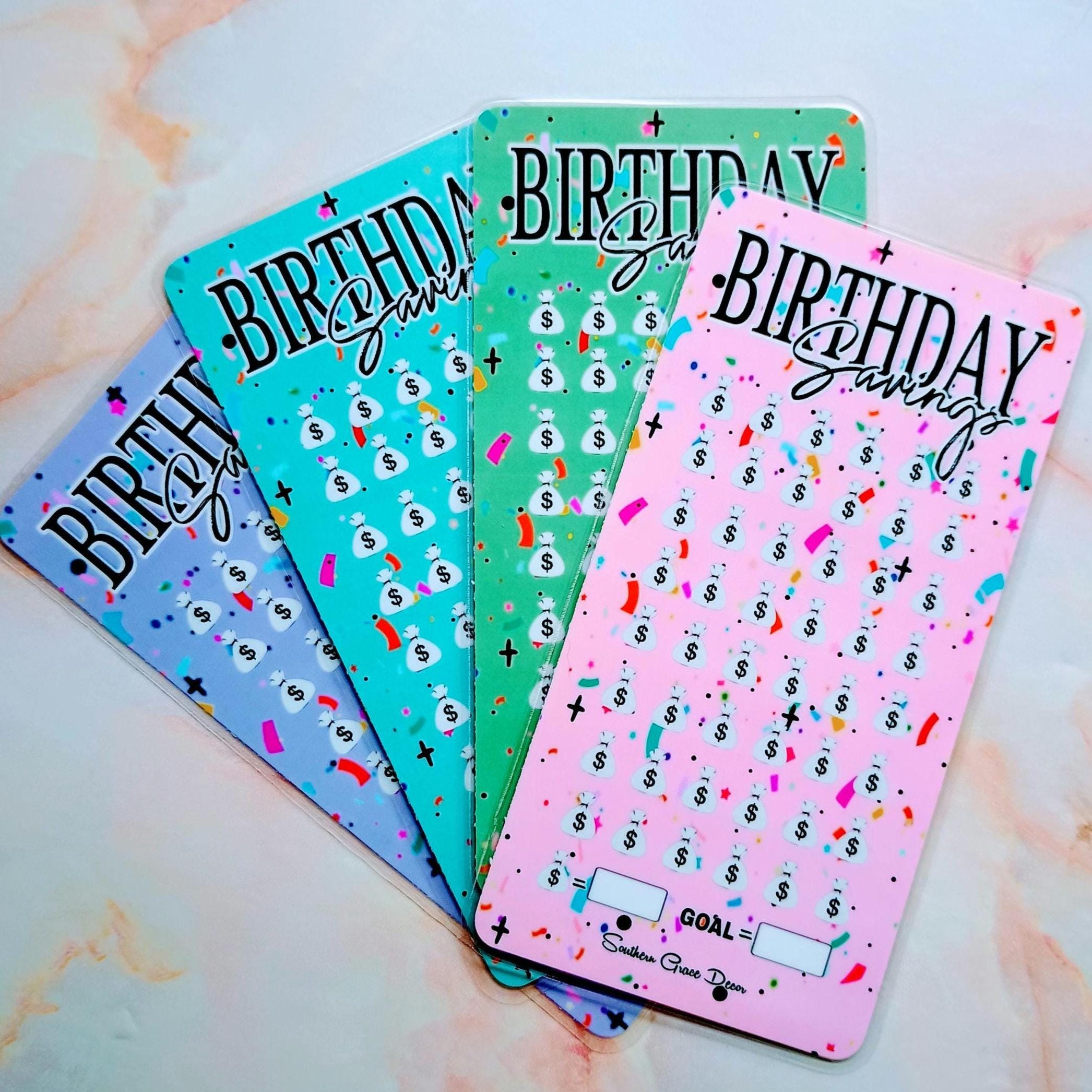 Icon | Birthday | Savings Challenge | Gifting | Self Care | Money Bag | A6 | Laminated | Low-income | | Pink | Blue