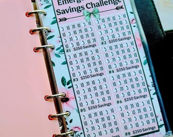 Emergency Fund Dashboard | 2k |Savings Challenge | Budget Binder | A6 | Hole-Punched | Envelope | Savings Tracker