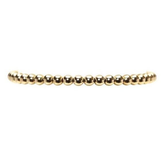 Karen lazar 4 mm yellow gold filled bead flex bracelet | Etsy