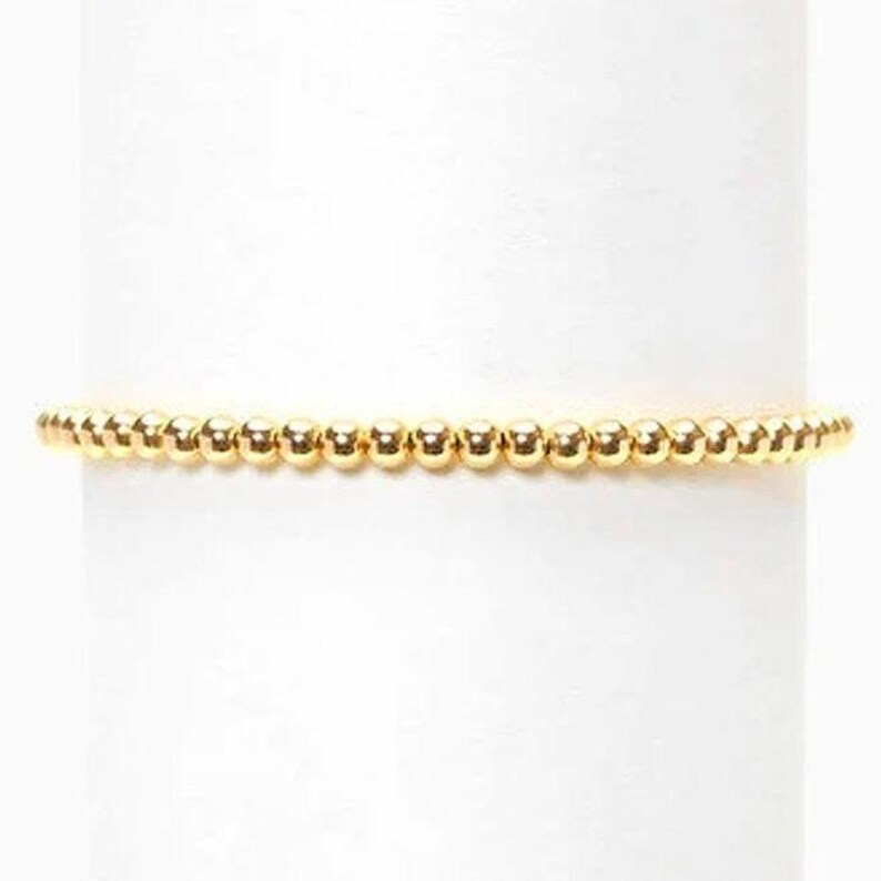 Karen Lazar 3 Mm Yellow Gold Filled Bead Flex Bracelet Etsy