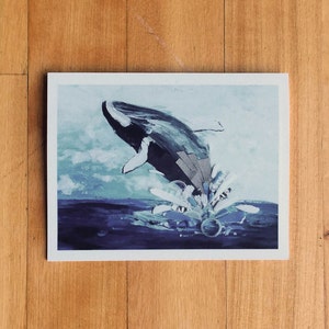 Breaching Whale Note Card