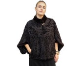 Astrakhan Karakul Cape with Mink Collar F308