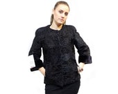 Real Astrakhan Fur with Mink Fur Jacket,Short Sleeve Jacket,Jackie Style,Chanel Style,Real Fur,Fur Jacket,Swakara Fur F424