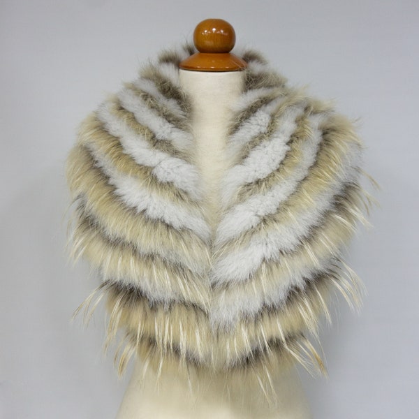 Fur Collar Gift For Her | Natural Fur Fox Accessories | Beige Fur Collar