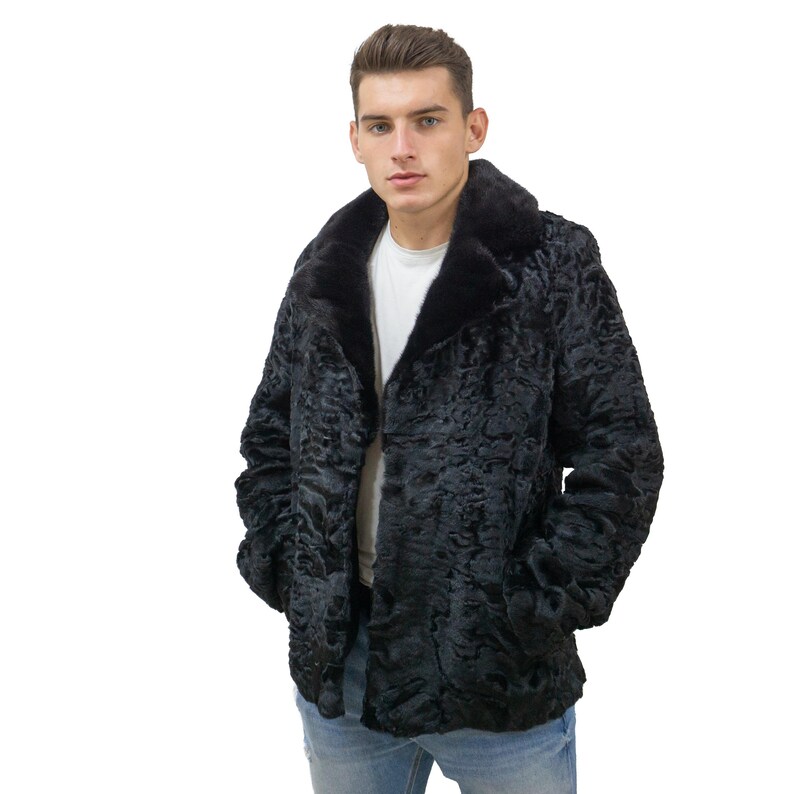 Real Fur Coat For Men Astrakhan Fur Jacket Luxury Gift For | Etsy