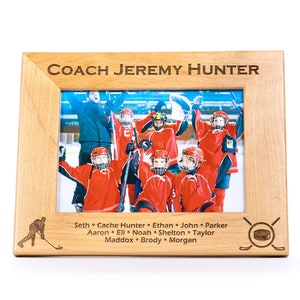 Marco de fotos personalizado para equipo de hockey, regalo para entrenador, regalo de agradecimiento personalizado para entrenador, hockey juvenil, regalo para equipo deportivo