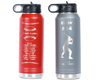 Baseball Team Player & Coach Gift: 32oz Personalized Water Bottle, Gift for School Sports Team, Softball, Little League, Coach Gift