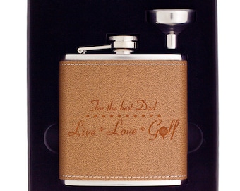 Fathers Day Golf Flask, Personalized Golf Gift for Best Dad for Birthday, Christmas, Golf Tournament, Birdie Flask, Golf Player, Grandpa