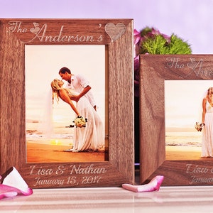 Personalized Walnut Picture Frame, Custom Engraved Family Gift for 5x7 Pictures, Custom Engraved Family Photo Frame for Anniversary, Wedding