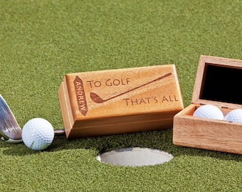 Birthday Gift: Personalized Golf Ball Box "To Golf - That's All", Custom Engraved Golfball Display Box, Golf Trophy, Golf Award