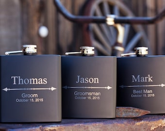 Set of 8 Groomsmen Flask, Personalized Flask, Groomsmen Gifts, Wedding Gift, Hip Flask, Best Man, Groomsman Flask, Wedding Favor