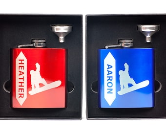 Gift for Groomsmen Personalized Ski Flask for Birthday Bridesmaid Winter Snow Slopes Christmas