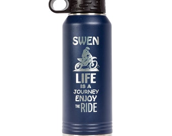 Personalized Motorcycle Water Bottle, Insulated Custom Bottle for Adventure Rider and Biker, Gift for Man Cave, Dirt Bike, Offroad, Enduro