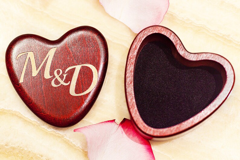 Personalized Heart Shaped Jewelry Box Valentines Day Love Gift Box Be My Valentine!! Handcrafted Keepsake Laser Engraved Wooden Ring Box