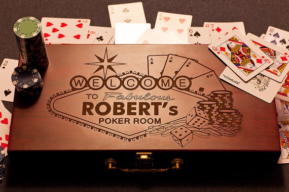 Personalized engraved Poker Set, including Poker Chips and Cards