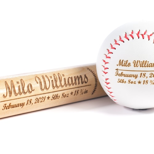 Personalized Baseball Bat Birth Announcement Baby Boys Gift Etsy