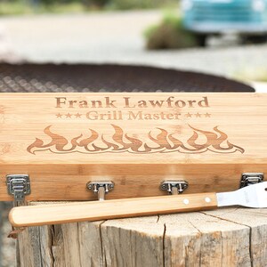 Personalized Bamboo BBQ Gift Set, Grilling Tool Set, Engraved Barbeque box, Father’s Day, Chefs Gift, Grill, Corporate, Wedding, Birthday