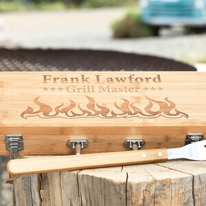 Personalized BBQ Gift Set, Grilling Tool Set, Engraved Barbeque box for Fathers Day, Chefs Gift, Grill Master, Corporate, Wedding, Birthday image 2