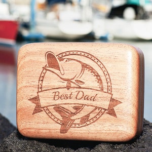 Best Dad Fly Fishing Box, Fly Box, Personalized Fishing Lure Box for Gift for Father&#39;s Day, Birthday, Anniversary, Engraved, Made in USA