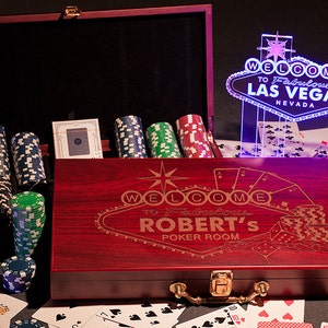 Personalized Poker Gift Set, Customized Poker Game Box, w/ Chips /w Cards, perfect Poker Night Gift for Man Cave, Poker Play, Christmas
