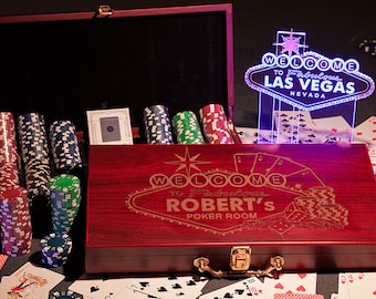 Personalized Poker Gift Set, Customized Poker Game Box, w/ Chips /w Cards, perfect Poker Night Gift for Man Cave, Poker Play, Christmas