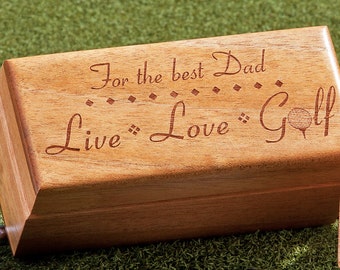 Fathers Day: Personalized Golfball Gift Box "Live-Love-Golf", Custom Engraved Golfball Display Box, Husband, Anniversary