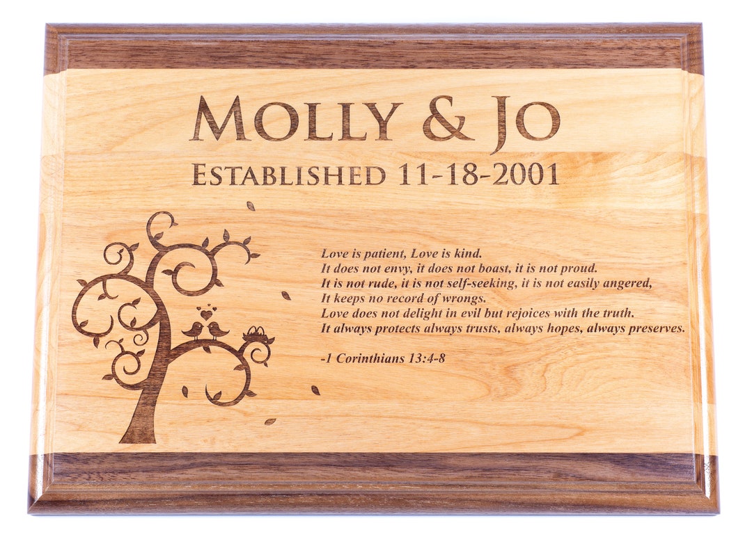 Personalized Wood Plaque for Wedding or Anniversary, 9x12, Laser