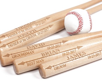 Personalized Mini Baseball Bat, Laser Engraved Wood, Wedding, Groomsman, Gift for Guys, Sports, Baseball Fan, Junior Baseball Wood Bat