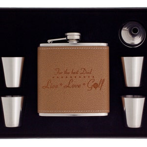 Personalized Golf Flask for the Best Dad, Customized Fathers Day Gift, Golf Player Flask for Birthday, Christmas, Retirement, Birdie Flask