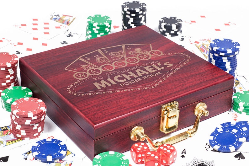 Personalized engraved Poker Set, including Poker Chips and Cards image 7