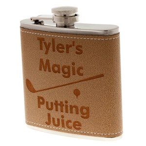 Personalized Golf Flask &quot;Magic Putting Juice&quot;, Customized Golf Gift for Him, Birthday, Retirement, Birdie Flask, Golf Clubs, Tournament