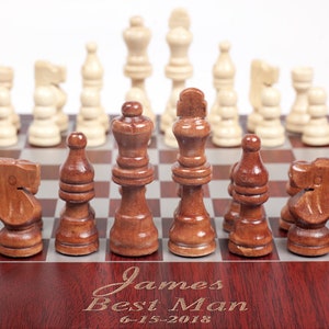 Personalized Chess Set for Wedding, Groomsman, Best Man, Father of Groom, Usher, Customized Travel Chess Board Gift for Chess Friend,Husband