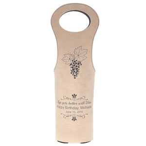 Custom Birthday Wine Tote, Personalized Wine Bag, Laser Engraved Wine Bottle Holder, Gift for Hostess, Christmas, Wine Caddy, Wine Lovers