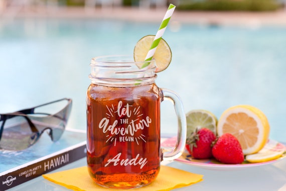 Personalized 16oz Glass Mason Jar, Rustic Drinking Mason Jar, Custom  Engraved Gift for Vacation, Wedding, Anniversary, Kitchen Decor Mugs - Etsy