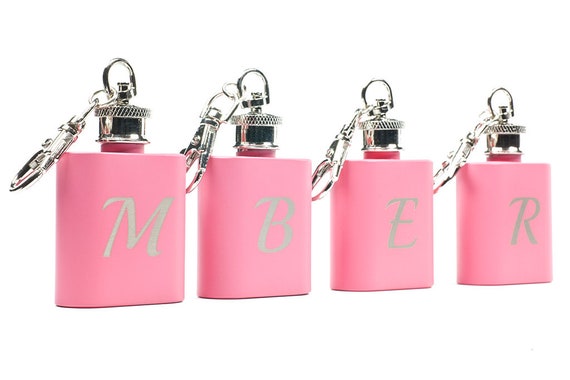 Pink Key chain Flask 1oz Personalized Birthday Prom Party Favors Graduation Family Reunions Girls Night Out BFF Gift Etsy