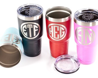 Personalized Engraved Tumbler, Insulated Travel Mug, Customized Cup, Initial Stainless Steel Tumbler, Monogram, Birthday, Wedding,30oz