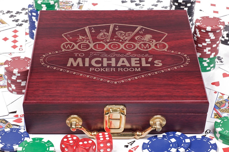 Personalized engraved Poker Set, including Poker Chips and Cards image 9