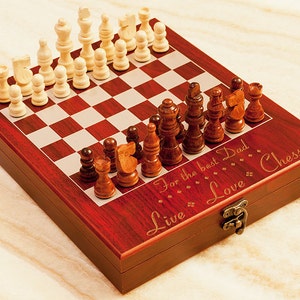 Personalized Christmas Chess Set, Customized Travel Chess Board, Unique Gift for Birthday, Christmas, Anniversary, Chess Friend, Kids, Youth