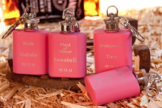 Bachelorette Party Pink Flask - Personalized bachelorette party
